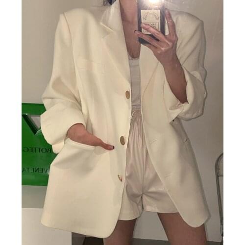 Korean Spring 2021 New Instagram Mesh Red Ocean Fashion Loose Suit Womens Casual All-Matching Suit Jacket Fashion