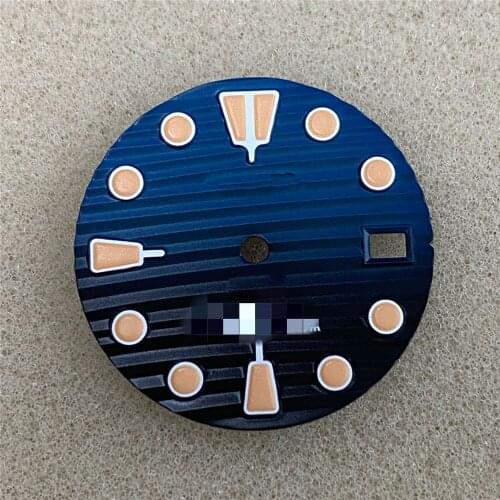 Orange Green Luminous Watch Dial Black/Blue Two-Color Dial 28.5mm for NH35/NH36/4R36 Movement