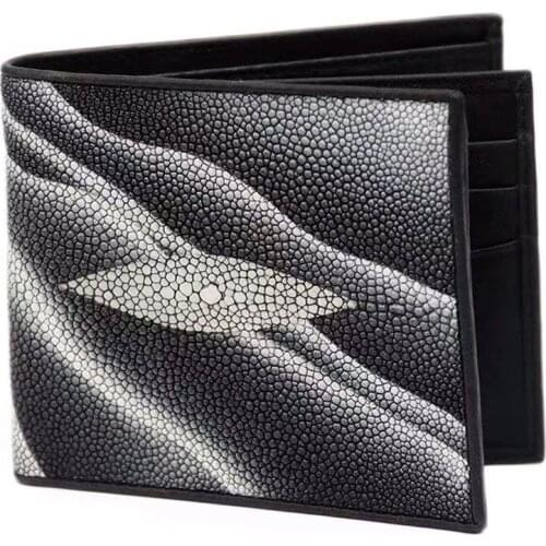 Authentic Real Stingray Skin Short Style Men Chic Wallet Lady Card Purse Genuine Skate Leather Female Male Small Trifold Wallet