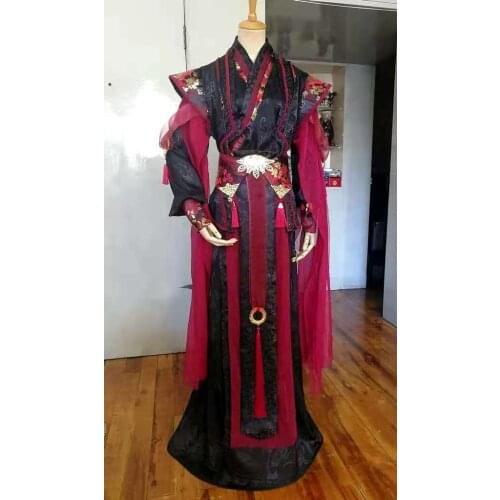 Purple Red 2 Colors Male Cosplay Costume Thematic Photography Stage Performance Hanfu Original Drama Narrow Sleeve Sword Man