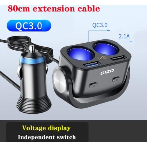 QC3.0 Car Charger 12V 24V Auto Cigarette Lighter Socket Splitter for Mobile Phone Quick Charging Dual USB Sockets Accessorices