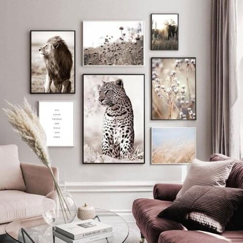 Self-adhesive Wall Stickers Nordic Modern Landscape Animal Flower poster Home Decor Minimalist Wall Art Print for Living Room