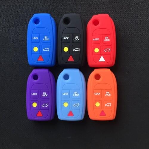 Silicone Rubber car Key Case Cover for Volvo S80 S60 V70 XC70 XC90 D05 Folding Flip Remote 5 button key