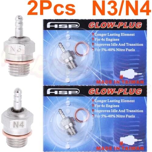 2pcs Spark Glow Plug N3 3# 4# N4 1/8 1:10th Nitro Engine Parts VX SH Replacement OS 8 For RC Buggy Truck HSP 70117
