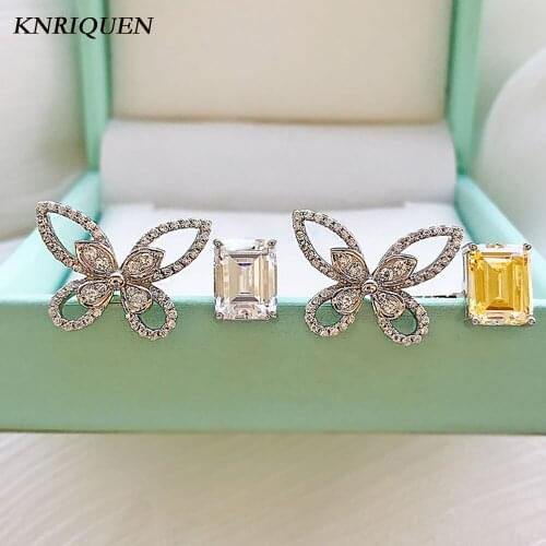 Charms 100% 925 Sterling Silver Personality Butterfly Rings for Women Vintage Topaz Gemstone Lab Diamond Wedding Party Ring Gift