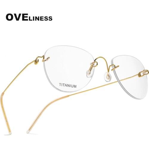 Titanium eyeglasses frames rimless eye glasses frame for men women Optical fashion Myopia Prescription glasses spectacle eyewear