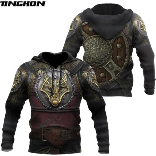 Viking Armor Tattoo 3D Printed Autumn Men Hoodies Unisex Pullovers Zip Hoodie Casual Street Tracksuit Cosplay Clothing