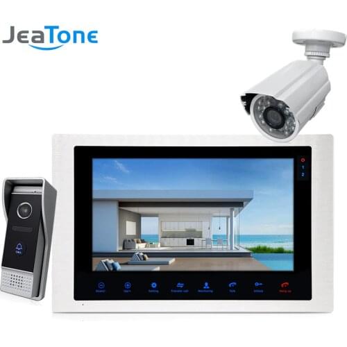 JeaTone 10" 4-wired Door Phone Video Intercom Video doorbell monitor Intercom + Extra 1200TVL Security Camera Waterproof System