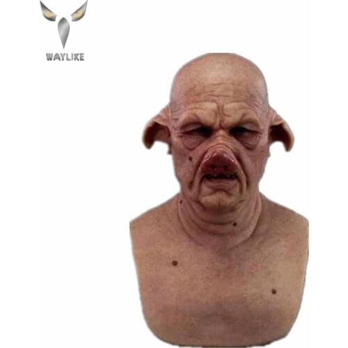WAYLIKE Scary Pig Head Mask Halloween New Scary Pig Head Mask Latex Animal Props Dark Series Pig Mask