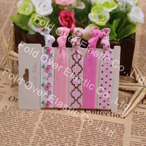 10 set/lot (50 pcs) 1.5CM Width FOE Fold Over Elastic Hair Ties bracelet wristbands for girl ponytail holder Hair Accessories