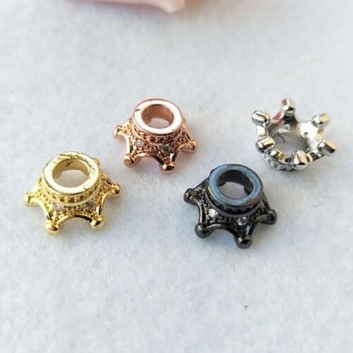 10 Pcs CZ zircon crystal Micro pave Connector imperial crown Spacer Beads for DIY Making Bracelet necklace Jewelry Finding BD244