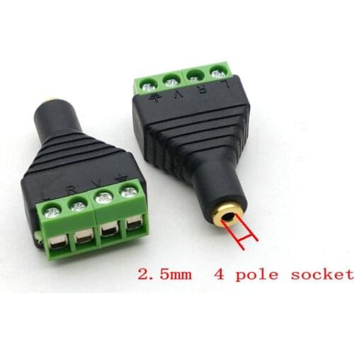 2.5mm 4 pole socket Screw Terminal Binding Post for Audio Headphones connector