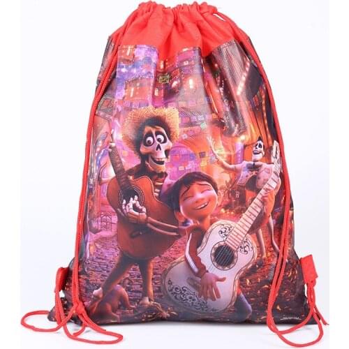 20pcs Cartoon Non-Woven Fabric Drawstring Bags Movie CoCo Minnie Backpack Birthday Party Gift Plush Backpack For Kids