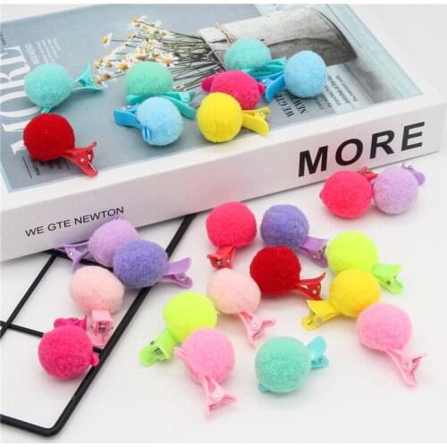 Candygirl 24pc Lovely Side Summer Barrette Cute Hairpin For Girls Colorful Ball Hair Clip Kids Pet Headwear Hair Accessories