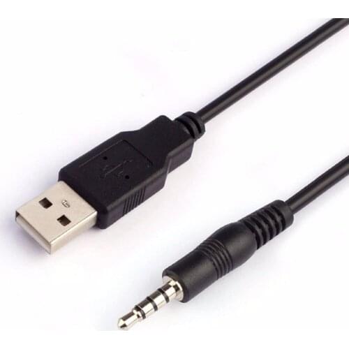 3.5mm Male AUX Audio Jack To USB 2.0 Male Charge Cable Adapter Cord 3 Feet