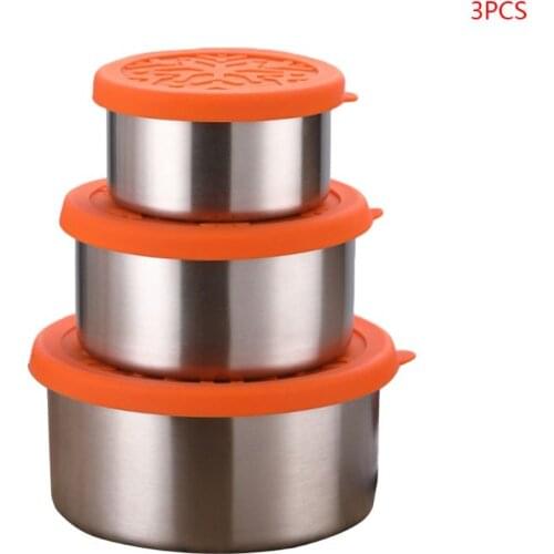 3pcs/set Stainless Steel Food Storage Containers Eco Friendly Reusable Stackable Lunch Snacks Picnic Box For School Office
