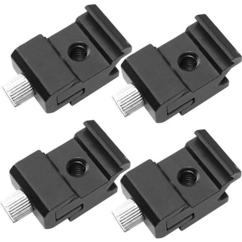 Cold Shoe Mount Flash Stand Adapter with 1/4"-20 Thread Holes for DSLR Camera Fl