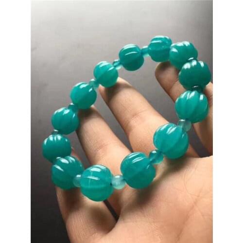 Natural Amazonite From Mozambique Gemstone Pumpkin beads Bracelet AAA 13mm Free Shipping