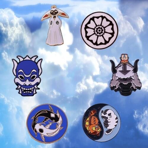 Avatar The Last Airbender brooches collection White Lotus YinYang Koi Fish Tui and La Appa Momo Aang Enamel Pin
