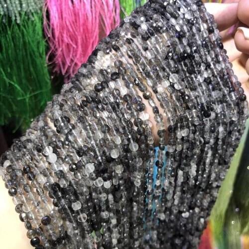 Natural Stone Beads Black Crystal Section Punch Loose Beads Charms For DIY Necklace Bracelet Craft Jewelry Accessory Making