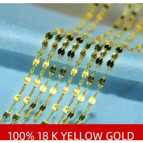 ZHIXI Real 18K Yellow Gold Necklace 18-inch Pure AU750 Tile shape Pendant Chain For Women Fine Wedding Jewelry X5001