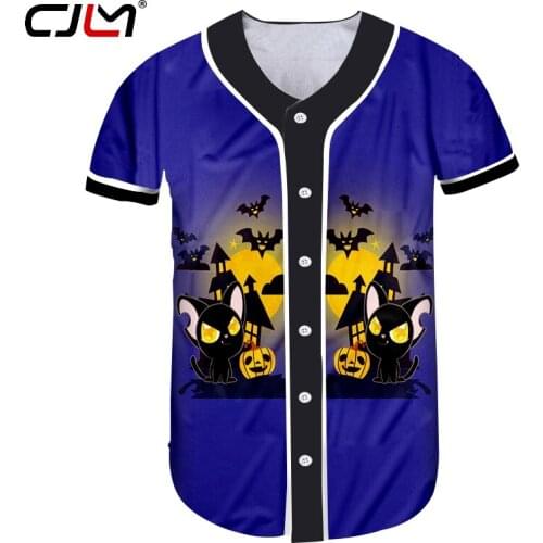 CJLM Happy Halloween Man Funny Baseball Shirt 3D Printed Bat Pumpkin Mens Animal Polyester Tee Shirt Free Shipping Tshirt