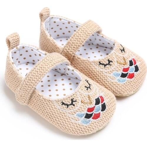 Kids Girls Shoes Vintage Knitted Princess Embroidery Cute Anti-skid Casual Baby First Walkers