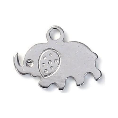 DoreenBeads Fashion 304 Stainless Steel Pendant Heart Elephant Animal Feet Silver Color Hollow Jewelry DIY Charms Finding, 10PCs