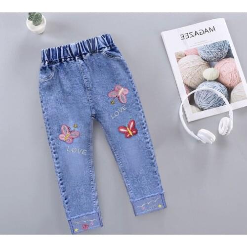 0-6Years Little Girls Jeans Denim Pants Trousers for Girl Fashion Embroidery Jeans for Girls Children Toddler Girls Pants
