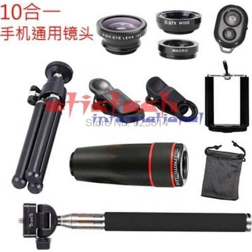 By dhl or ems 50pcs 10 in1 8x Zoom Telephoto Camera Telescope Flexible Mini Tripod Phone 3in1 Lens with Bluetooth Shutter