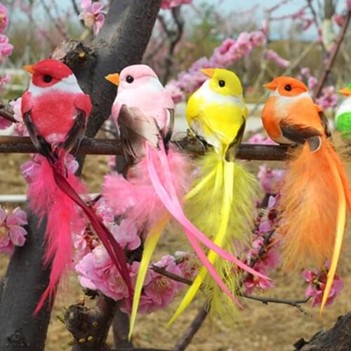 Artificial Foam Feather Bird Figurine Ornament Lawn Yard Tree Decoration Outdoor Bird Resin Garden Decor Sculptures Drop-Shipper