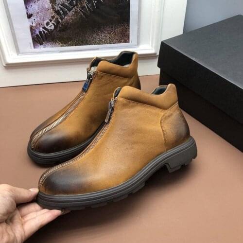 Classic Fashion New Mens Boots Fur Winter Boots Simple Elegant Retro Short Boots All-match British Style Trendy Shoes Bottes