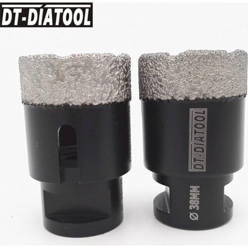 DT-DIATOOL 2pcs/pk 38mm Dry Vacuum Brazed Diamond Drill Core Bits Cerami Tile Hole Saw Professional Drilling bits M14 thread