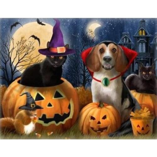 TOUOILP square full Diamond Painting Halloween Dieren
