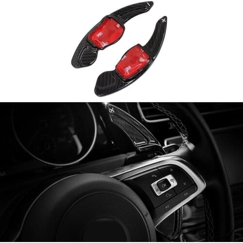 For VW Golf 5 6 MK6 GTI R Jetta MK5 Passat B6 B7 CC Polo Sharan Tiguan Seat Leon Real Carbon Steering Wheel DSG Paddle Shifters