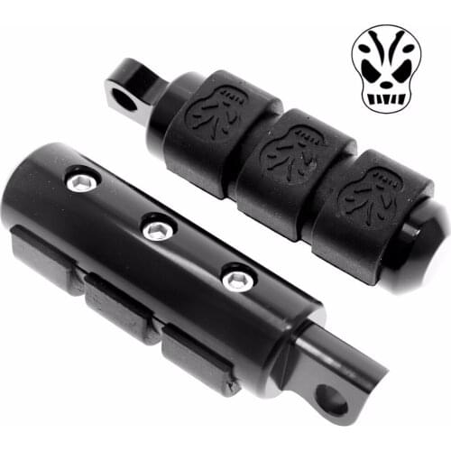 Shallow Cut Skull Style Billet Aluminum&Rubber Footpegs For Harley Touring Dyna Sportster 883 Softail Models
