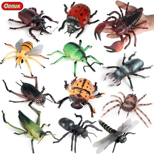 Oenux Simulation Insect Animals Model Big Size Mantis Scorpion Dragonfly Action Figures Home Garden Decoration Educational Toy