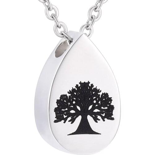 IJD7757 360L Stainless Steel Teardrop Cremation Urn Necklace Memorial Jewelry Ashes Holder Keepsake Waterdrop Pendant Necklace
