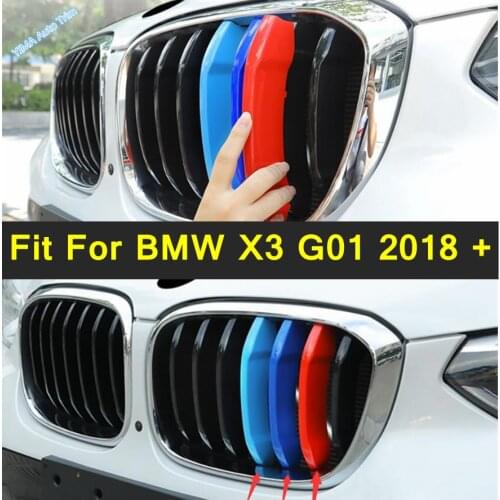 Lapetus Front Hood Grille Grill Inserts Racing Strip Clip Cover Trim For BMW X3 G01 2018 - 2020 Plastic Exterior Accessories