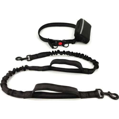 Pet Dog Traction Rope Multifunctional Running Rope with Waist Bag Reflective Elasticity Strong Durable Medium Large Dog Harness