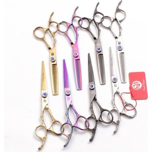Left Hand 5.5" Purple Dragon 440C Professional Hairdressing Scissors Cutting Shears Thinning Scissors Salon Hair Scissors Z8002