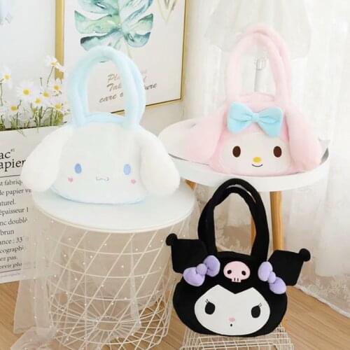 Sanrio My Melody Cartoon Shoulder Bag Girls Plush Handbag Kuromi Shoulder Bag Girls Large Capacity Shopping Bag