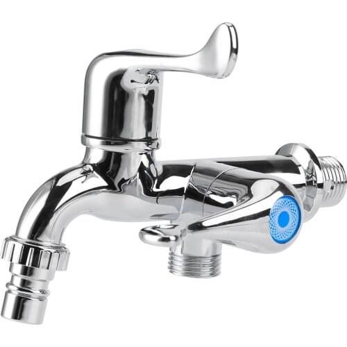 New Washing Machine Faucet Sink Basin Water Tap with Double Spout&Handle G1/2 Tail Handle For Bathroom Kitchen Garden ABS