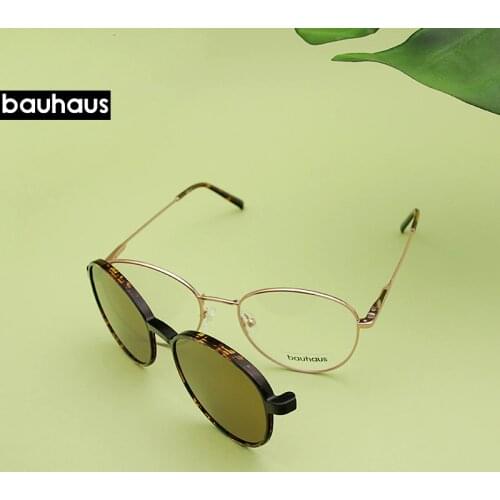 X103 BAUHAUS Magnet polarized women men sunglasses high quality Retro Round metal frames glasses fashion Brand sun glasses UV400