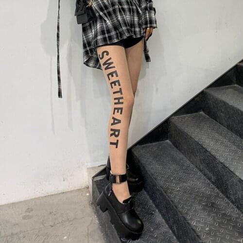 Spring Summer English Letter Tights Transparent Logo Tights Fashion Thin Letter Pringting Pantyhose Sexy Panty Collant