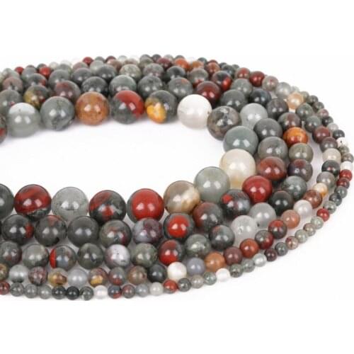 High quality 4/6/8/10/12mm Natural African Bloodstone Stone Beads For DIY Bracelet Necklace Jewelry Making