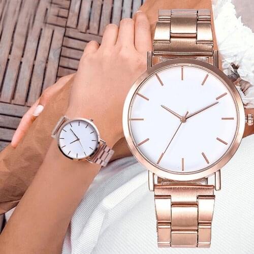 Women Classic Quartz Watch Stainless Steel Strap Simple Round Dial Watch Gifts A66