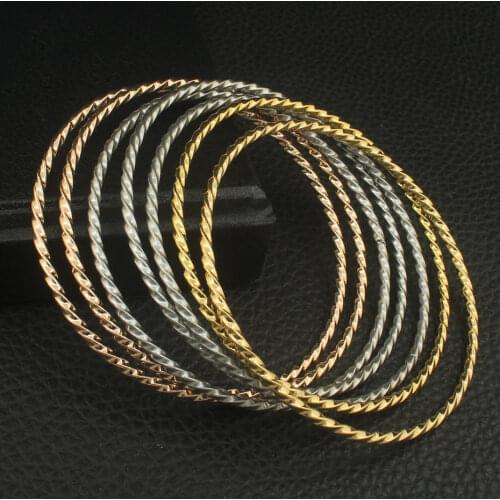 67mm Newest Personality Simple Round Stainless Steel Jewelry 3 Colors Cuff Bangles For Women BFAZAGBI