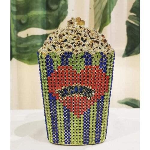 XIYUAN Women Popcorn clutch bag evening bag femme pochette purse bag luxury Crystal day Clutch bling party purse for wedding