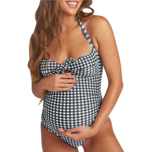 Women Maternity Swimwear Lattice Print Bikini Swimwear Swimsuit Beach Bathing Beachwear Summer Pregnant Mother Clothing